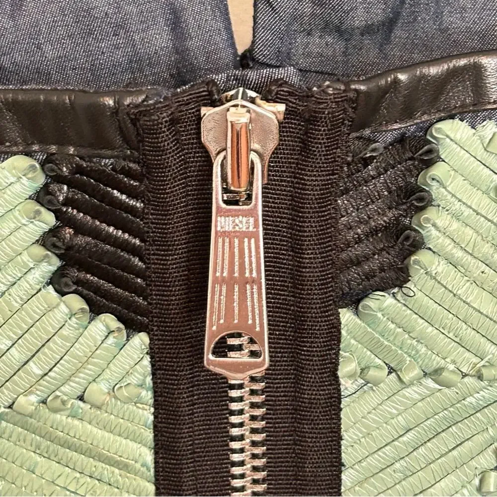 Diesel Leather Star Pattern Corset Spaghetti Strap Dress Medium